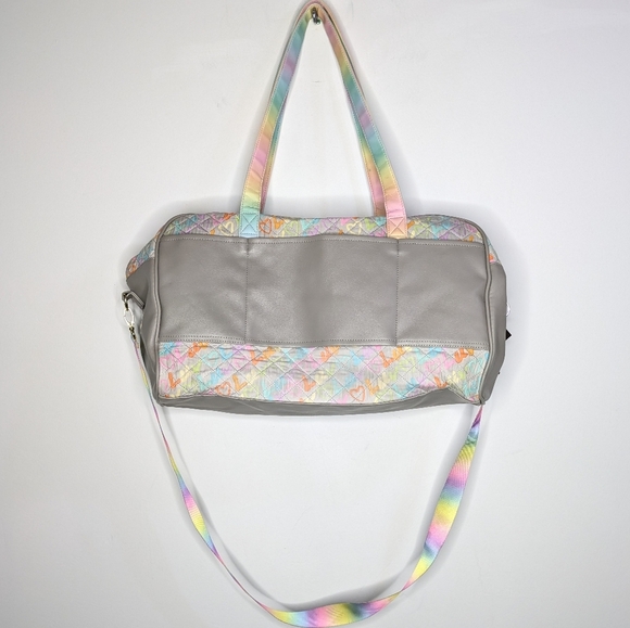 Luv Betsey Betsey Johnson Grey Rainbow Quilted Weekender Bag W Trolley Sleeve - Picture 8 of 15